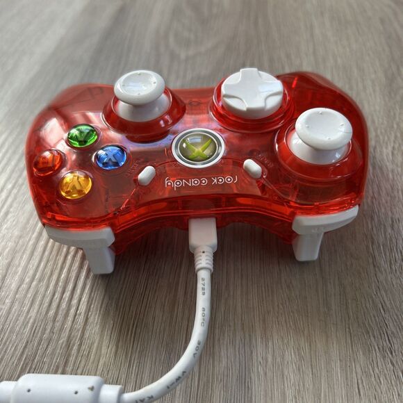 PDP Rock Candy Xbox 360 Wired Controller w/ Cable Clear Red Tested Works - Picture 10 of 10